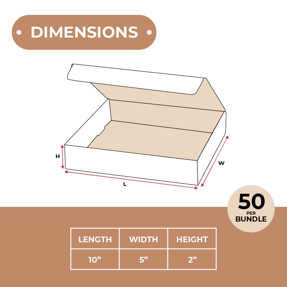 White Corrugated Mailers 10 x 5 x 2″ For Mailing/Shipping ECT-32B 50/Case