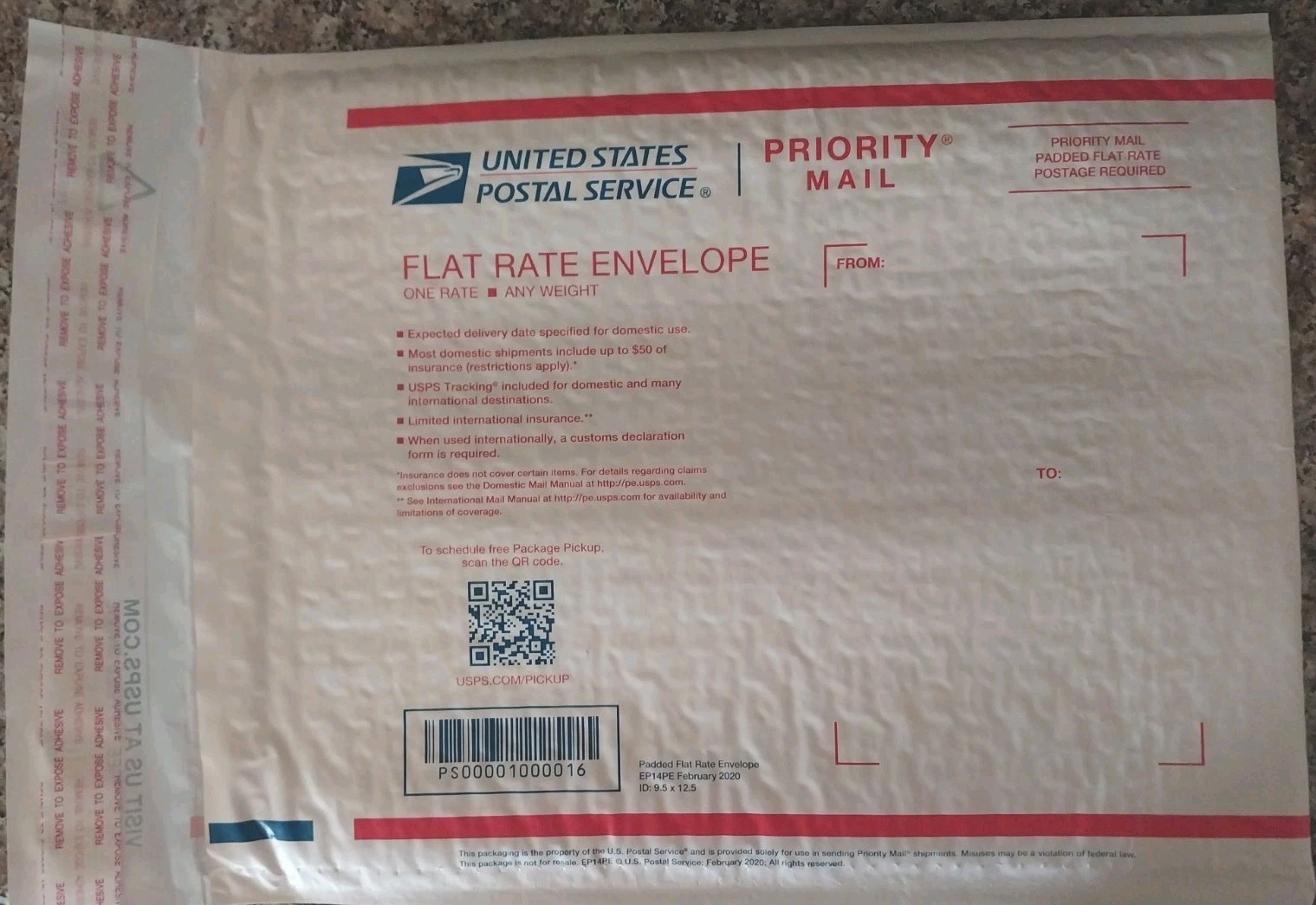 United States Postal Service Priority Mail Flat Rate Padded Envelope USPS New