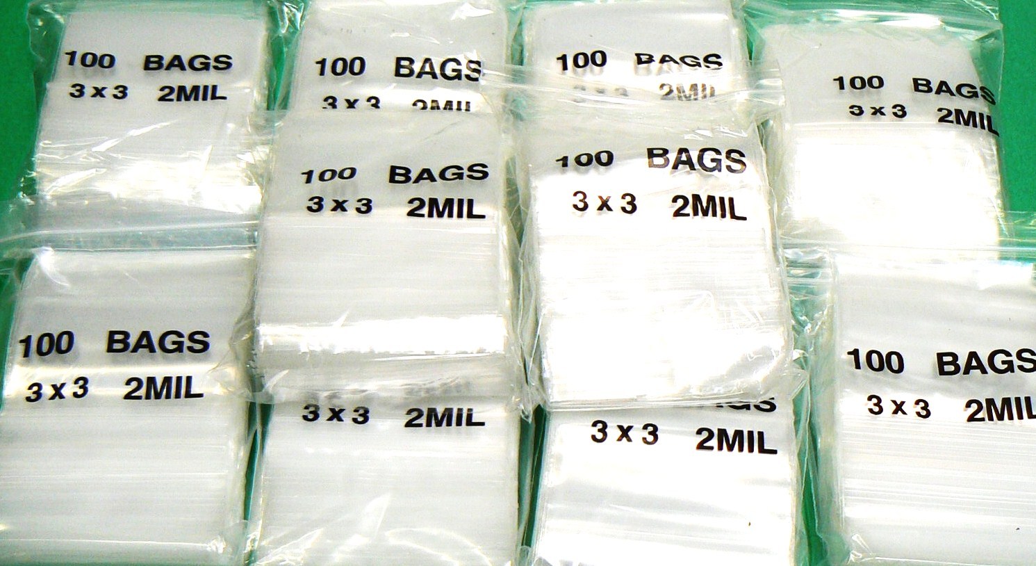 5,000 Zip Seal Lock Bags 2mil Clear 3×3 Reclosable Zip Slide Lock Bag 3″ Square