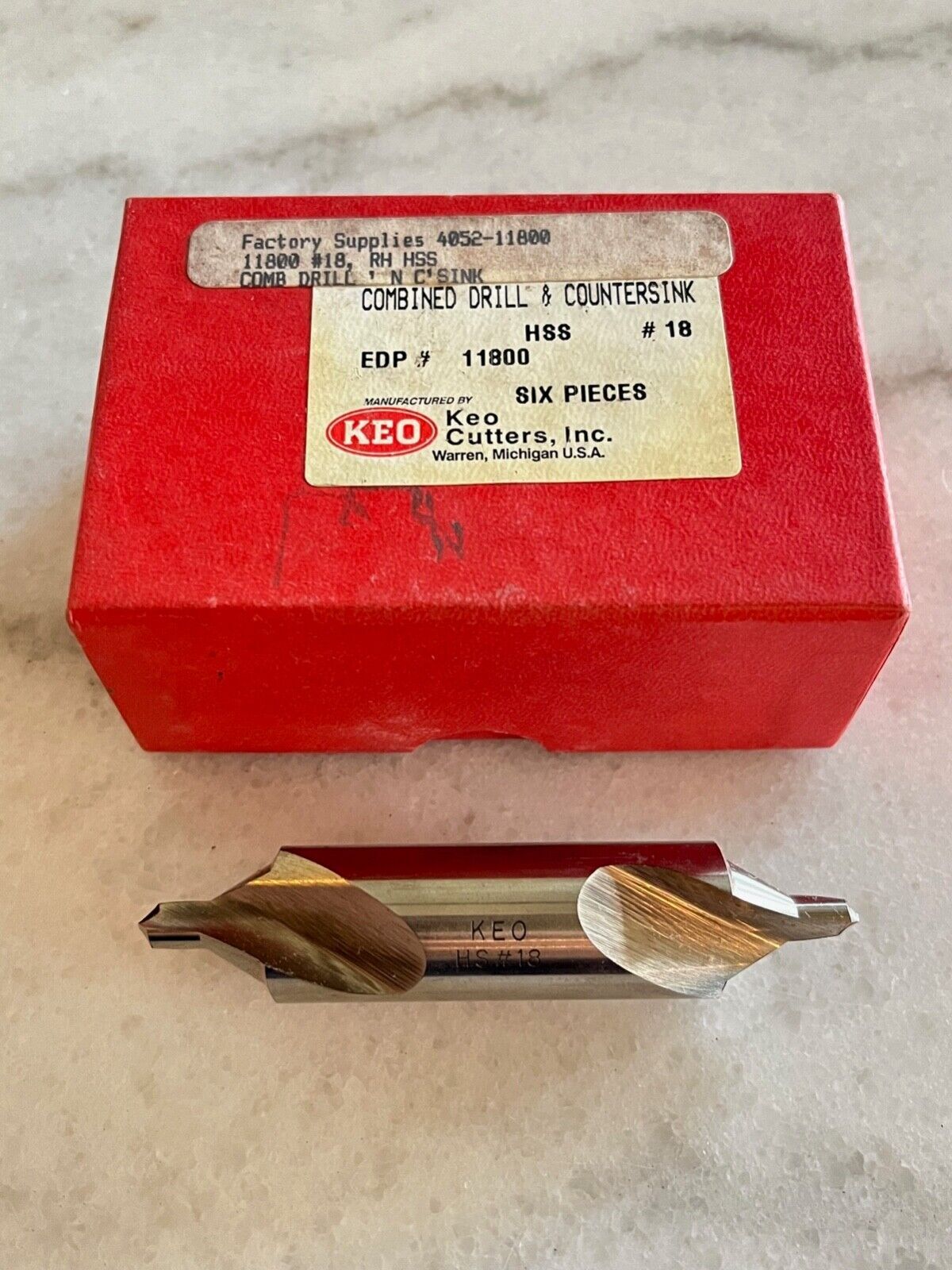 new KEO Cutters #18 HSS Plain Type 60°, Combined Drill & Countersink, EDP# 11800