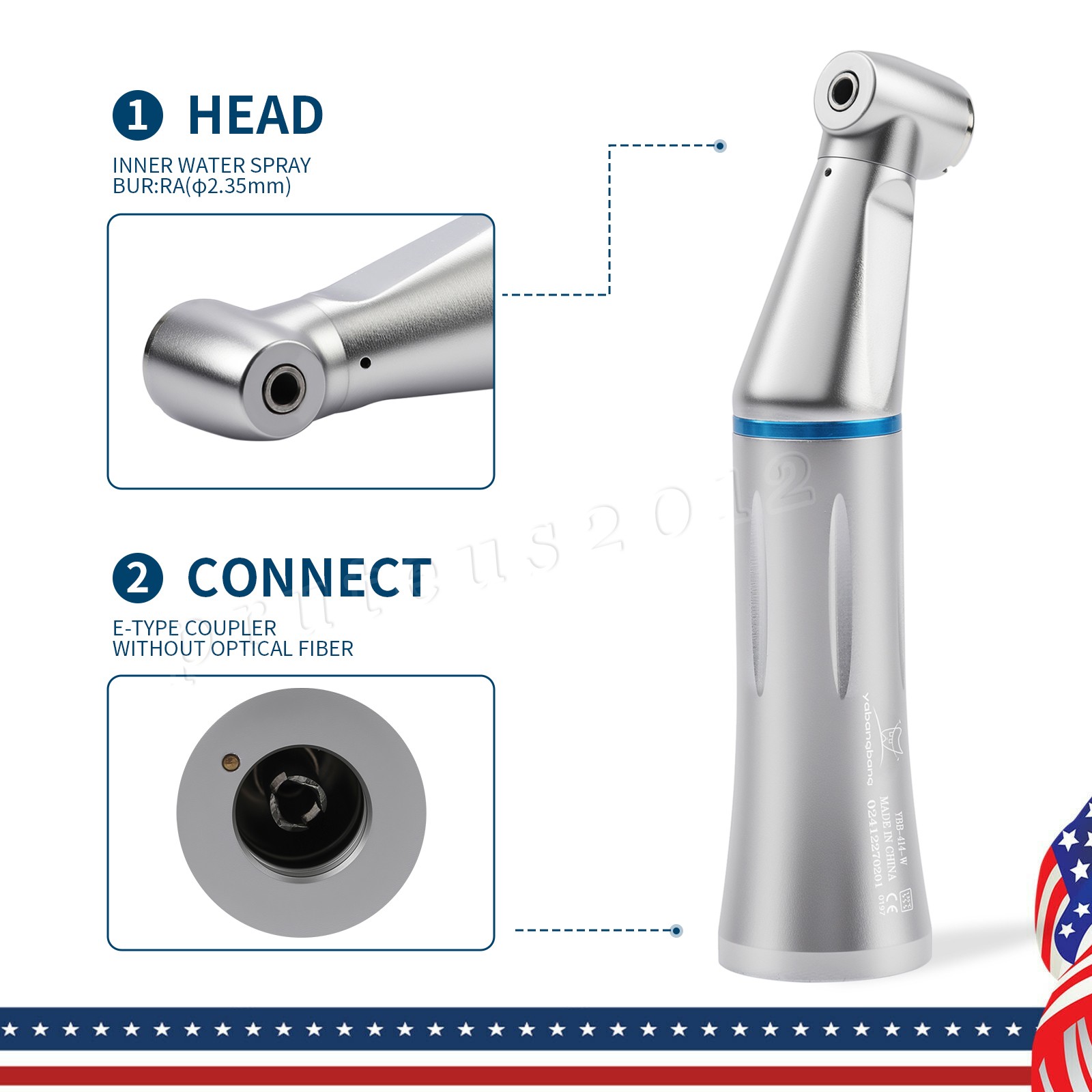 Inner Water Spray Dental Slow Low Speed Contra Angle Handpiece Turbine