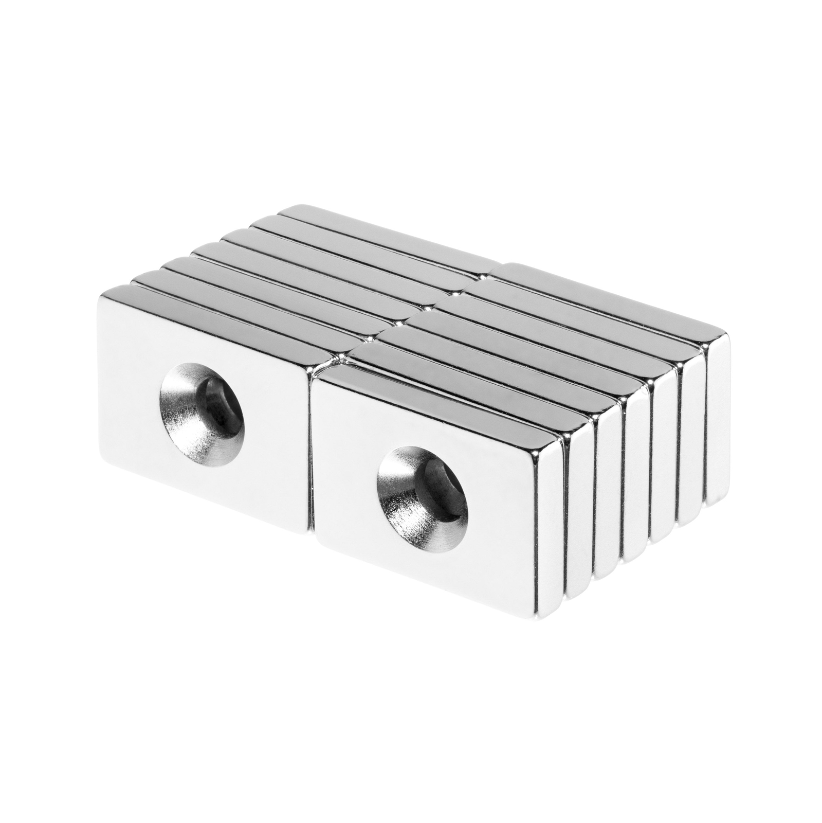 3/4 x 1/2 x 1/8 Inch Rare Earth Countersunk Block Magnets N42 (14 Pack)