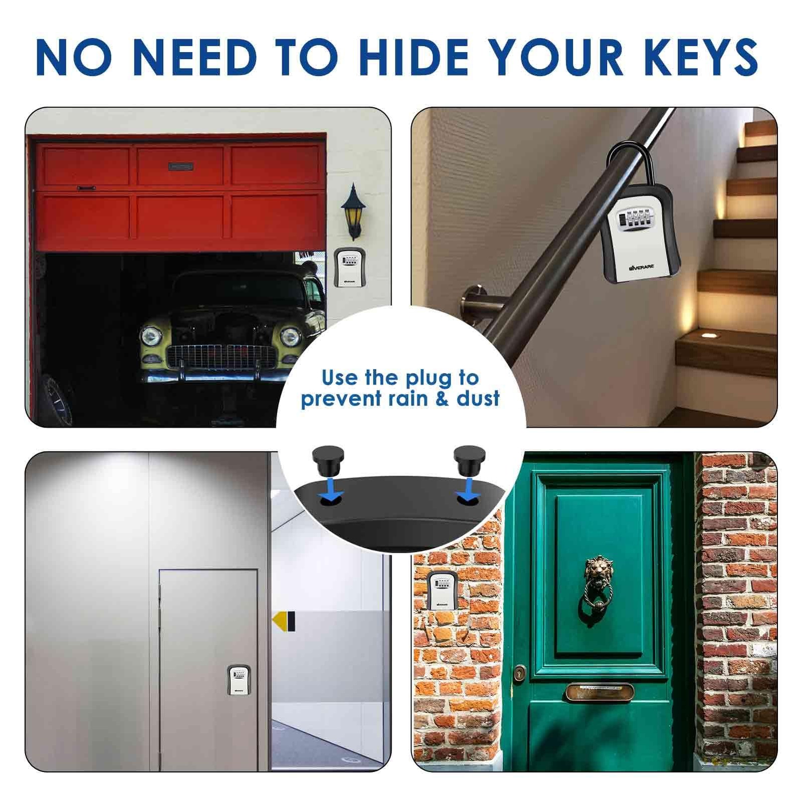 Key Lock Box, 4 Digits Combination Lockbox, Wall Mount & Portable Alloy Metal…
