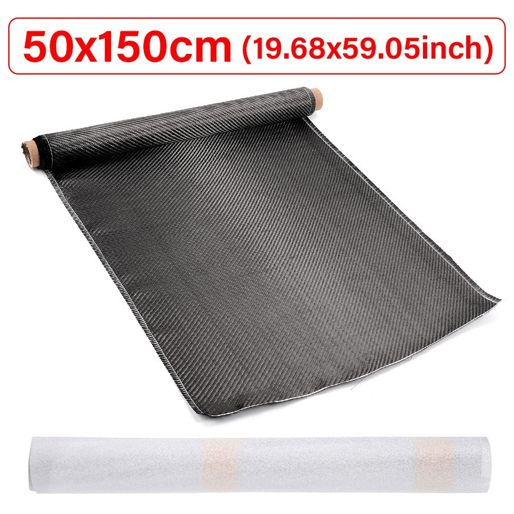 50cm * 150cm Real Carbon Fiber Fabric Cloth Roll 3k 200gsm 2×2 Twill Weave Black