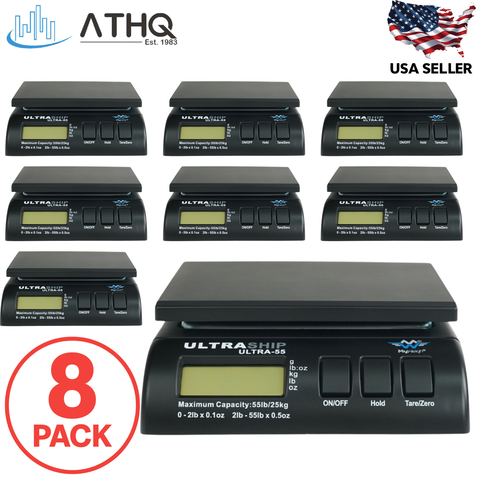 PACK OF 8 My Weigh Ultraship 55lb x 0.1oz Digital Shipping Postal Scale w/ AC