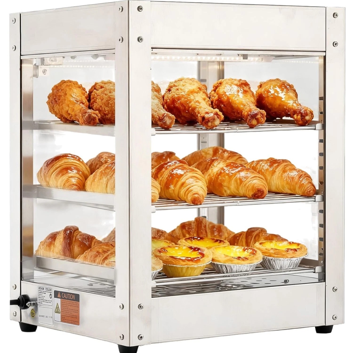 3-Tier Commercial Food Warmer Display, 800W Food Display Warmer with LED Ligh…