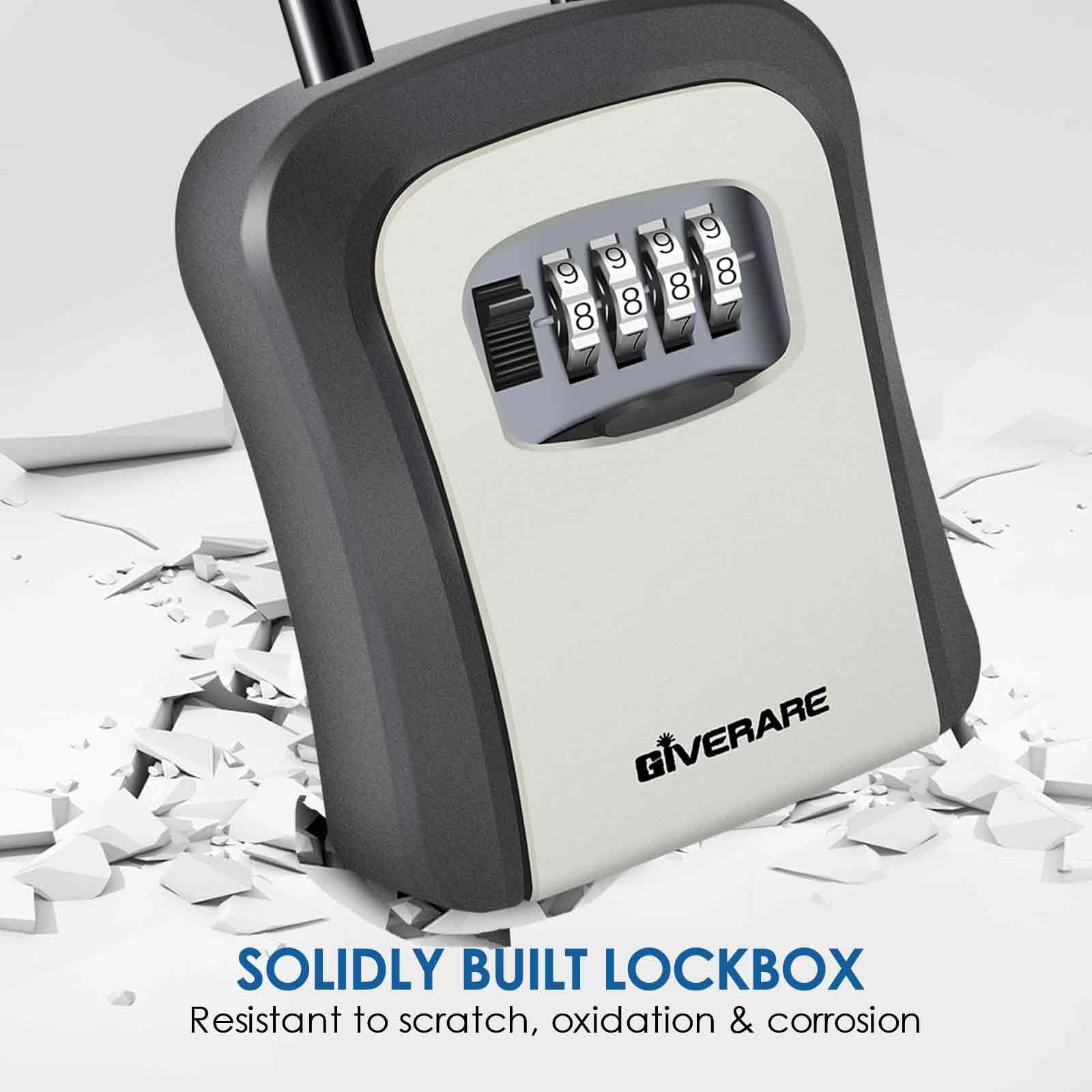 Key Lock Box, 4 Digits Combination Lockbox, Wall Mount & Portable Alloy Metal…