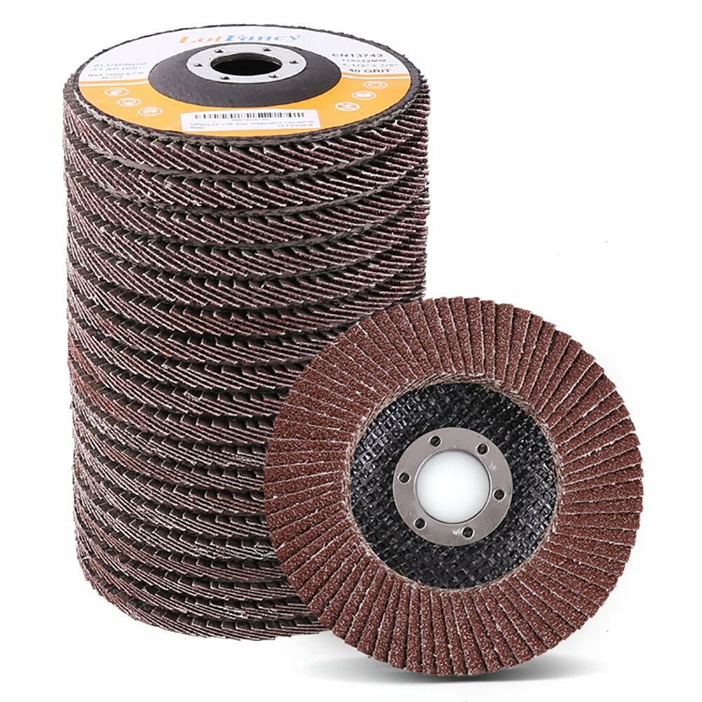 4 1/2” 4.5” 40 60 80 120 Grit Flap Sanding Discs Pad Grinding Wheel Sander T27