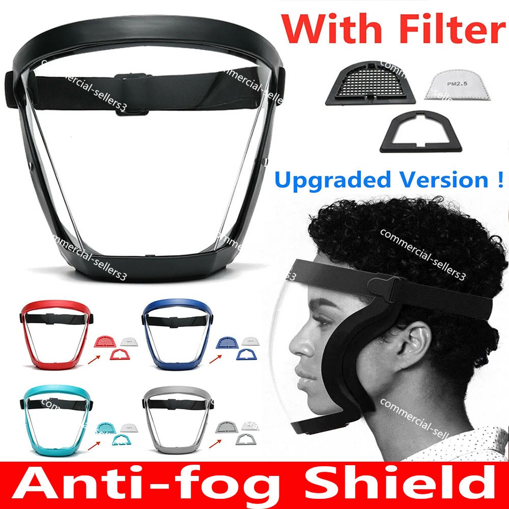 Anti-Fog Face Shield Protective Cover Transparent Full Shield Mask with Filter