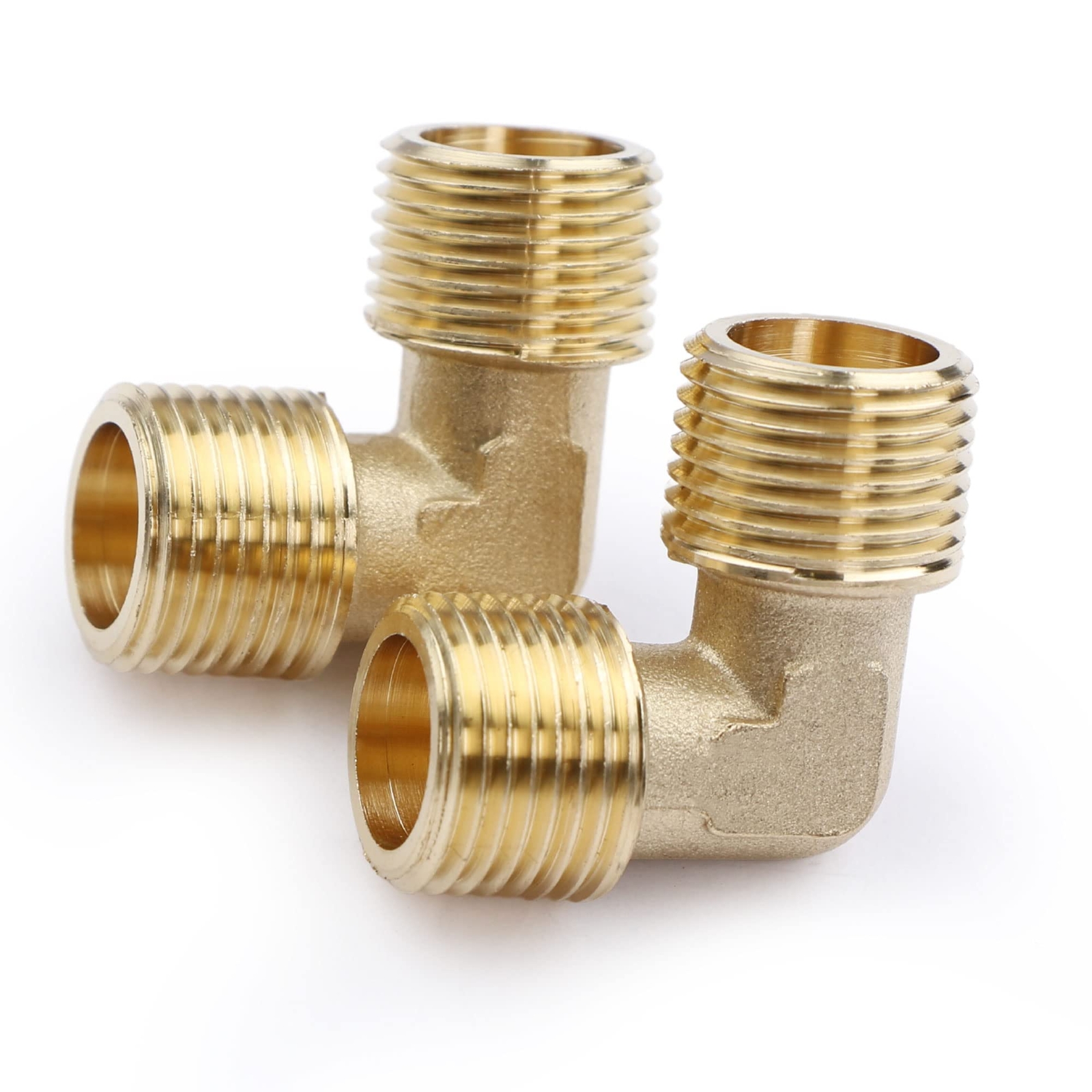 U.S. Solid 2pcs Brass Barstock Street Elbow Pipe Fitting, MNPT 3/8″ x MNPT 3/8″