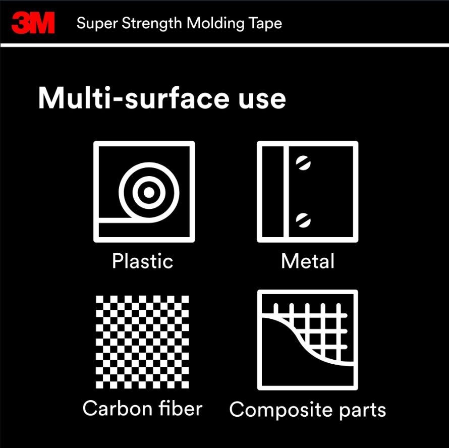 3M Automotive Super Strength Molding Tape, Double-Sided Adhesive, 1/2″ x 5 ft, 1