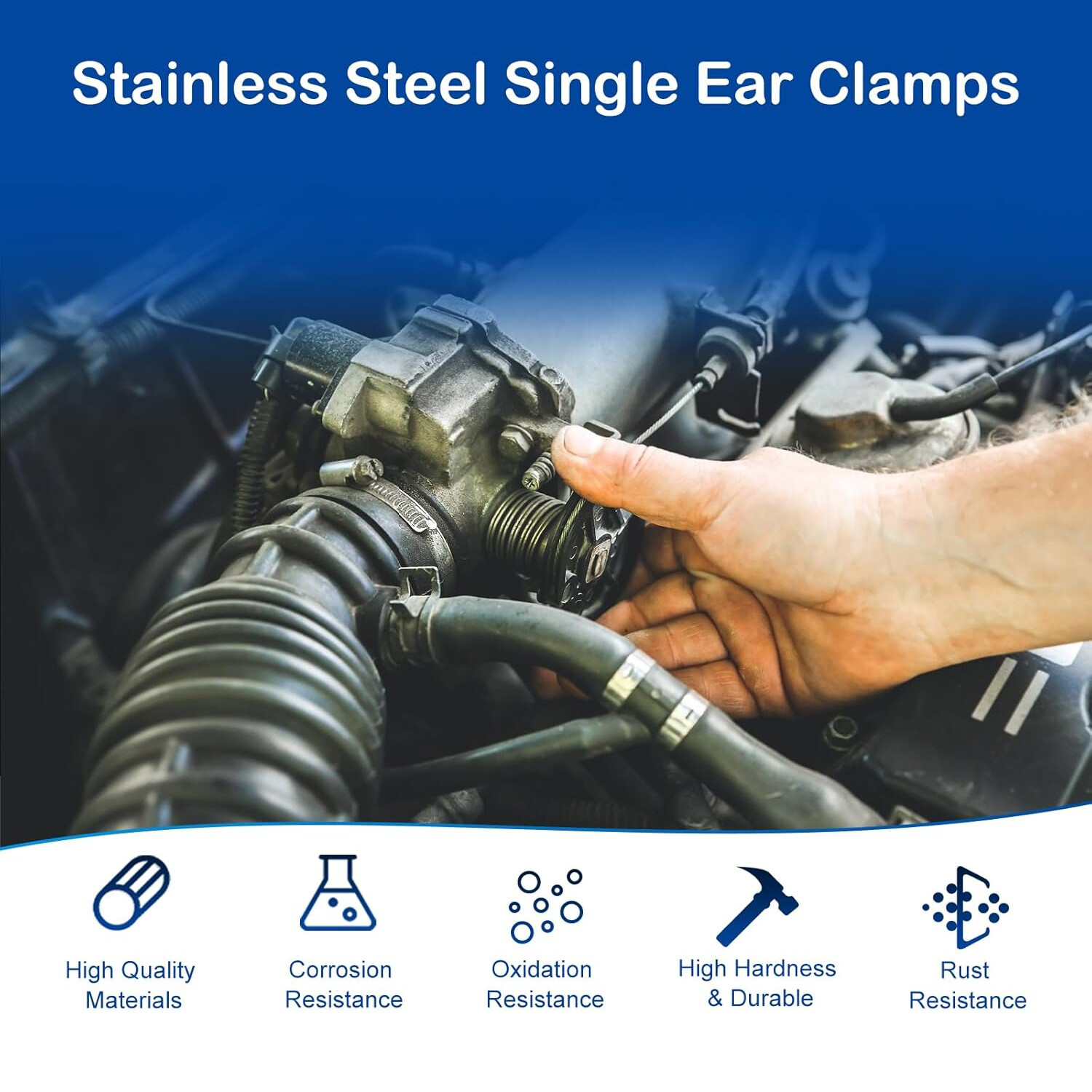 100/260Pc Stainless Steel Single Ear Car High Pressure Fuel Stepless Hose Clamps