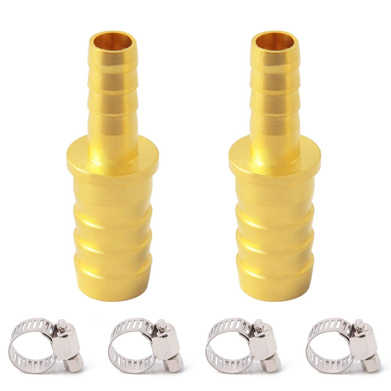 Brass Hose Barb Reducer, 3/8″ to 1/4″ Hose ID, Reducing Barbed Coupler