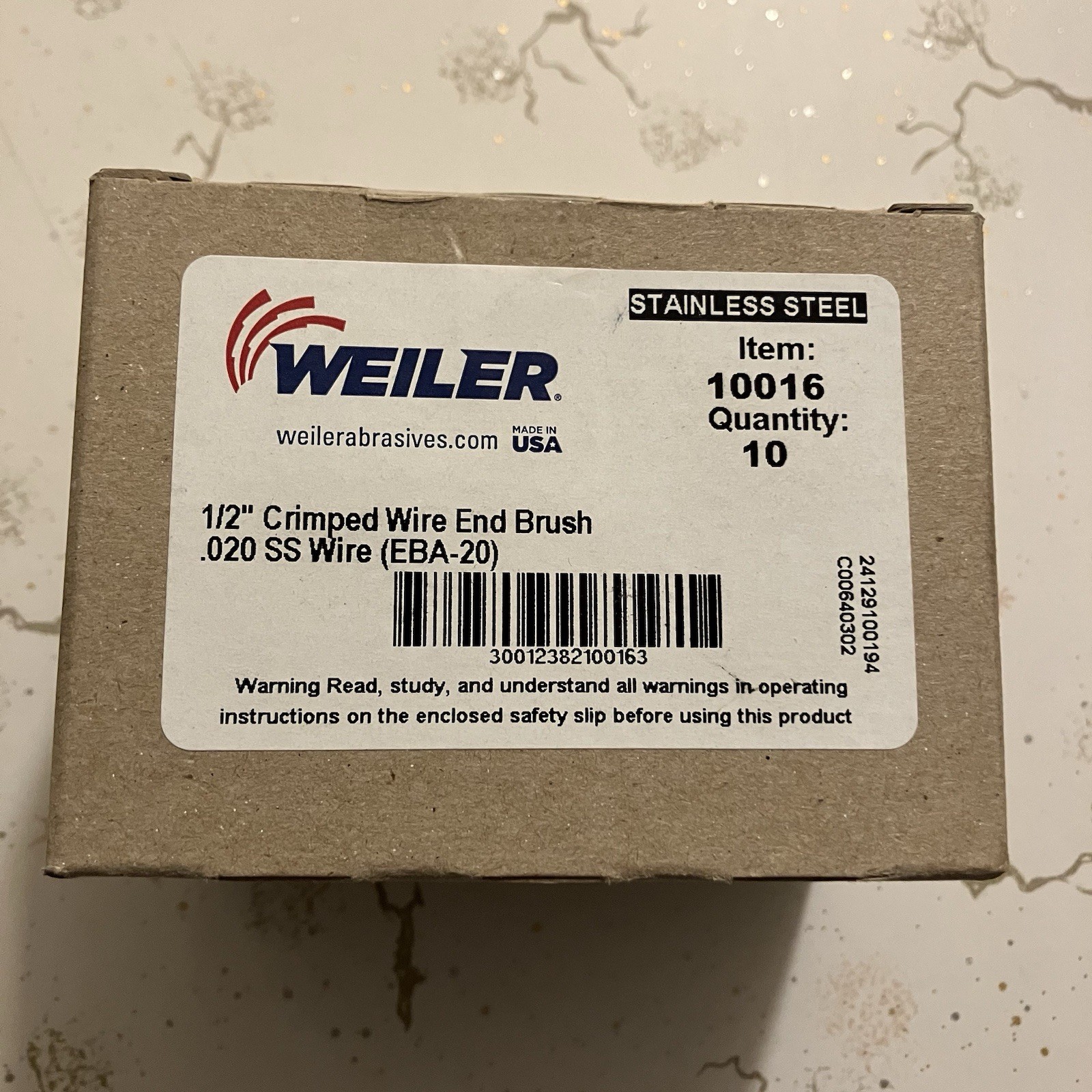 Weiler Crimped Wire Solid End Brush, Stainless Steel, 25,000 rpm, 1/2″ x 0.020