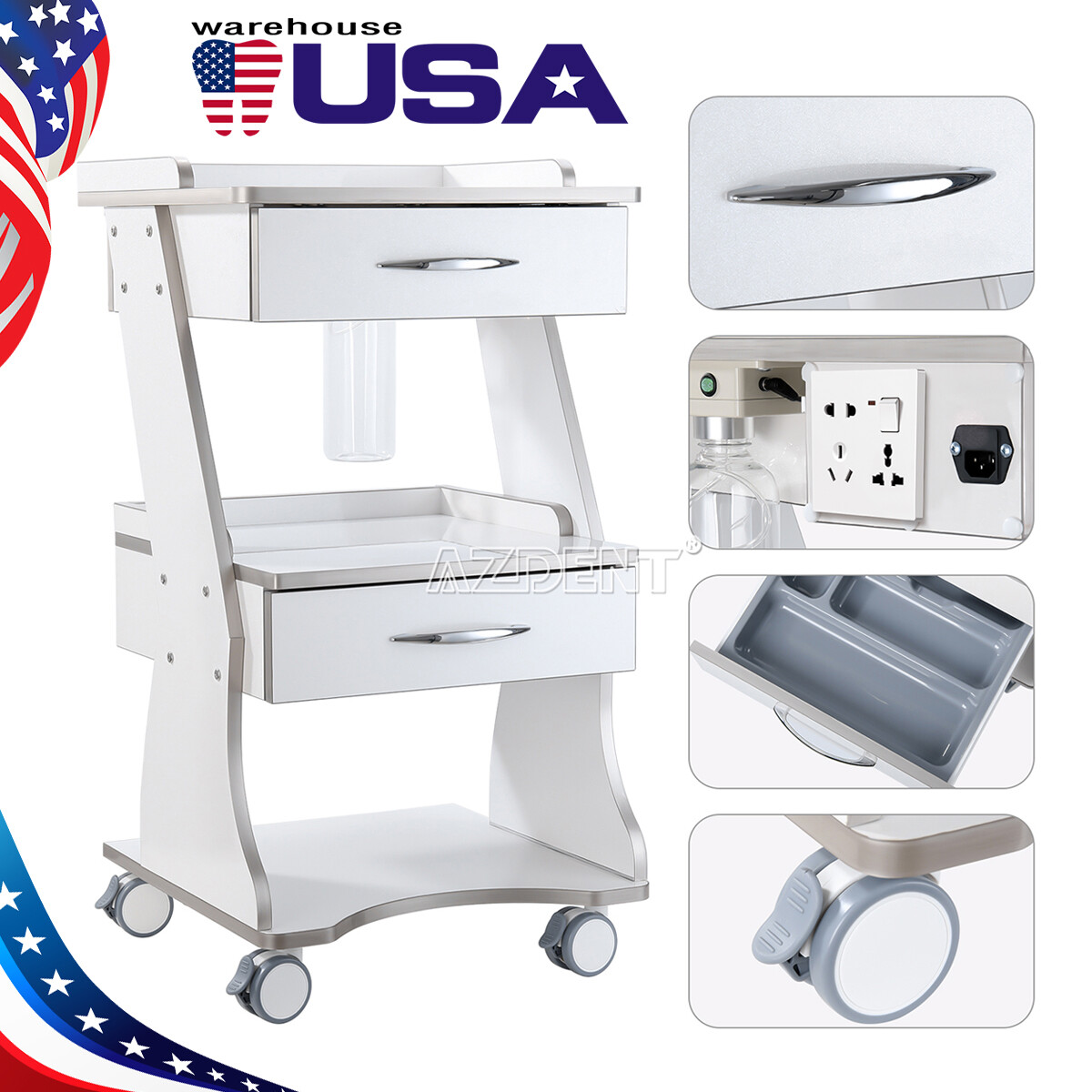 Brushless Dental Implant Motor System LED /Trolley Tool Cart Auto Water Supply