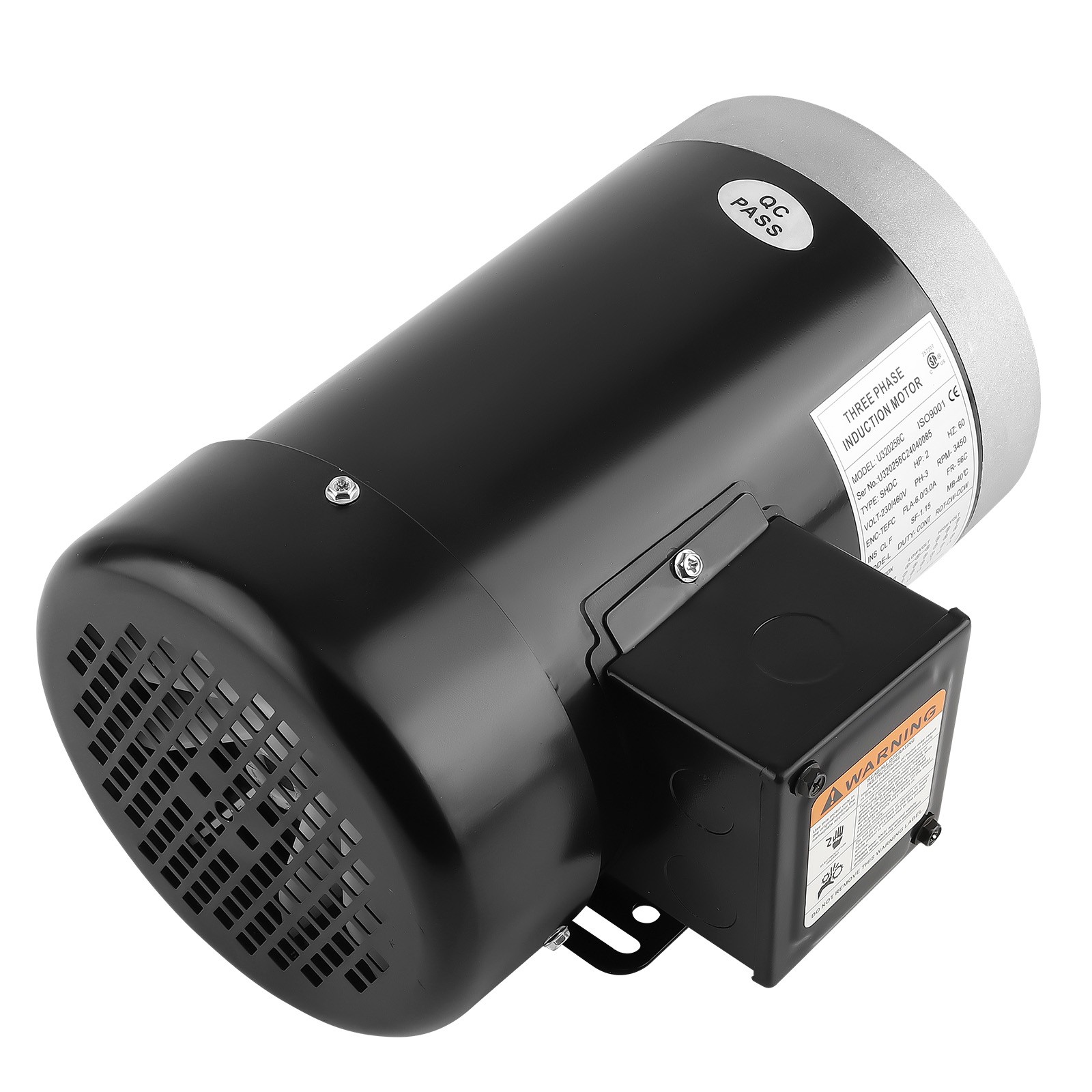 2HP Compressor Duty Electric Motor 3450 RPM CW/CCW 3 Phase 5/8″ Shaft 230/460V