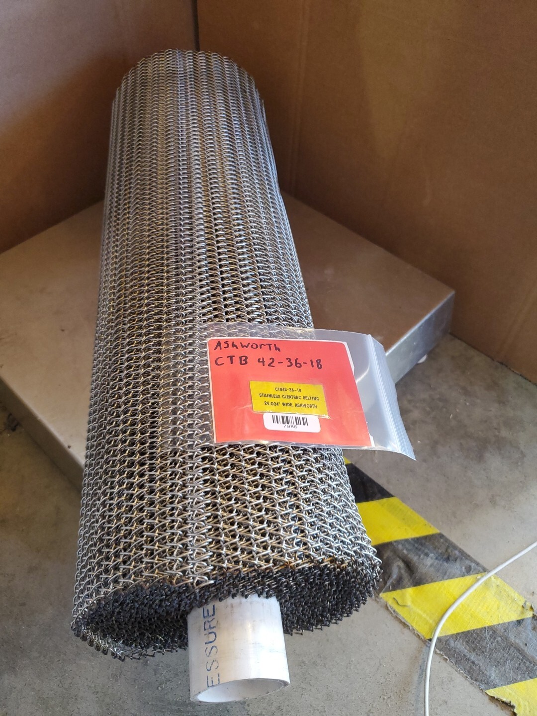 Ashworth CTB42-36-18 Stainless Steel Cleatrac Belting 24.034 Wide, 49 LBS