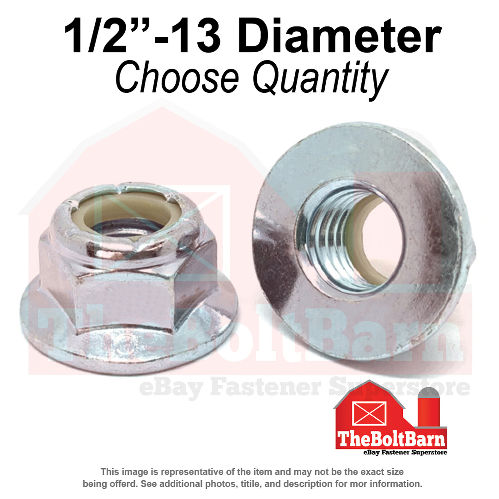 1/2″-13 Grade 5 Nylon Insert Hex Flange Lock Nut Zinc Coarse Thread (Pick Qty)