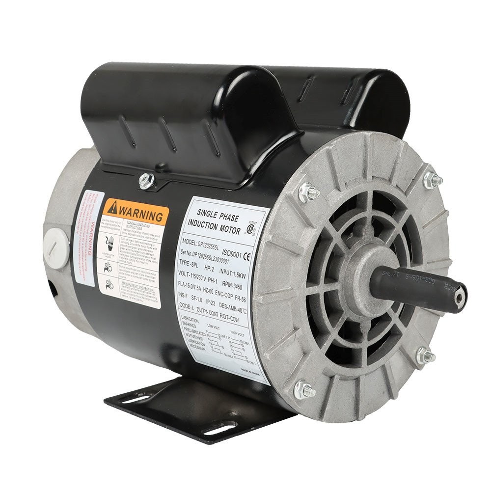 3450 RPM 2 HP SPL Compressor Duty Electric Motor 5/8″ Shaft 115/230 Volt 56Frame