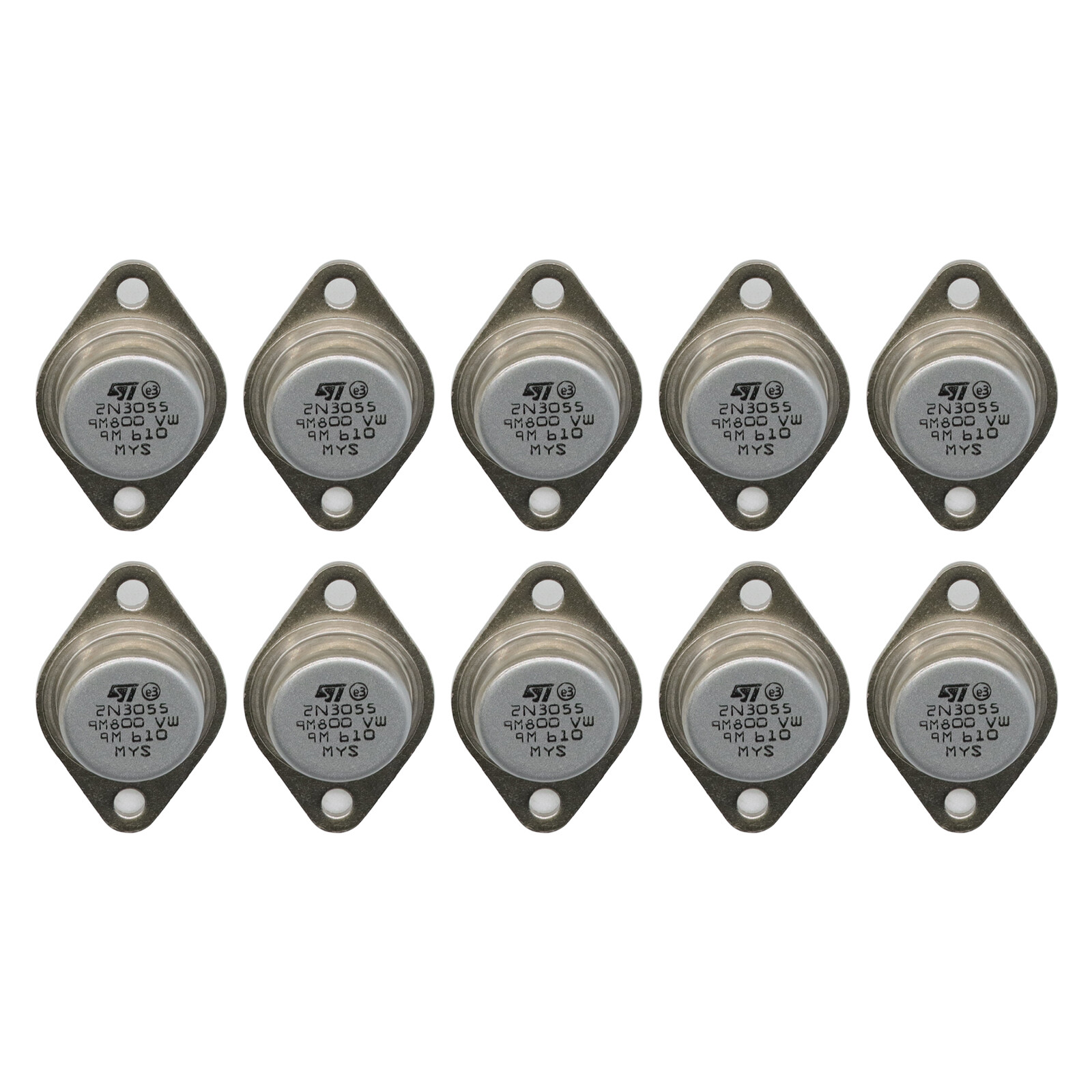 10X 2N3055 TO-3 NPN Amplifier Switch Transistor Audio Power Metal Case 15A/60V
