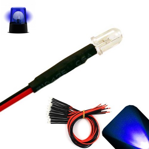 10 x LED Pre wired 12v 5mm Blue Flashing Blinking Strobe LEDs 12 volt RC 6v 9v