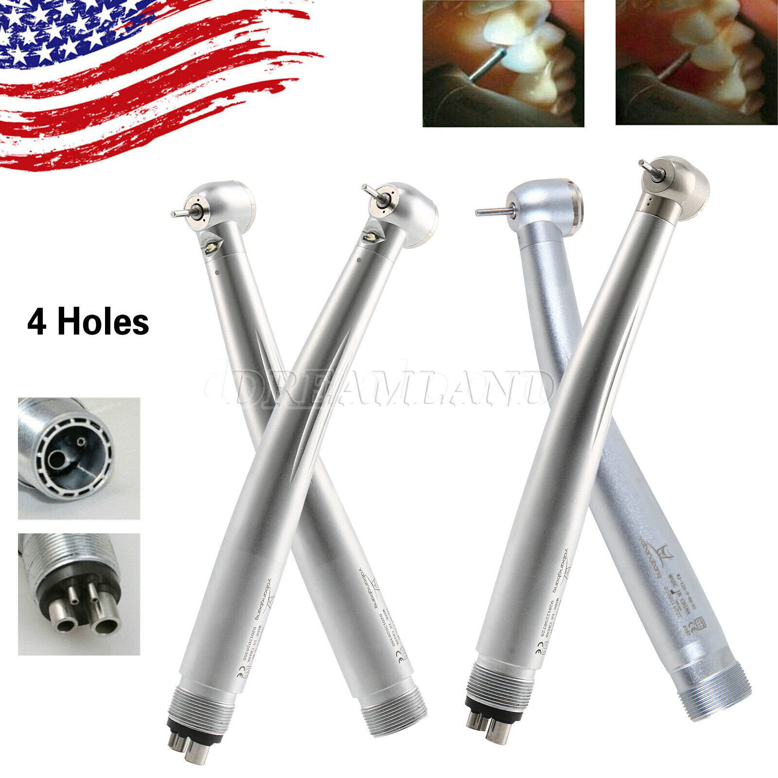 Yabangbang Dental High Speed (LED E-generator) Handpiece 4/2-Holes Push Turbine
