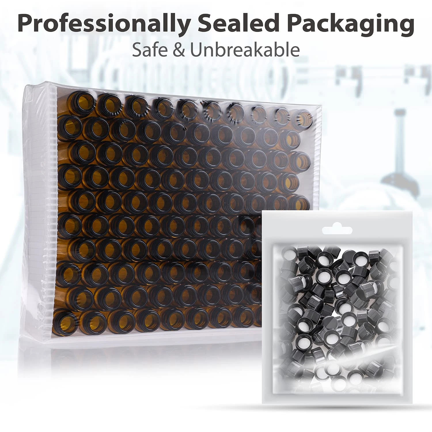 100pcs 4ml Glass Vials Amber with Screw Caps Sample Vials Liquid Vials Lab Vials