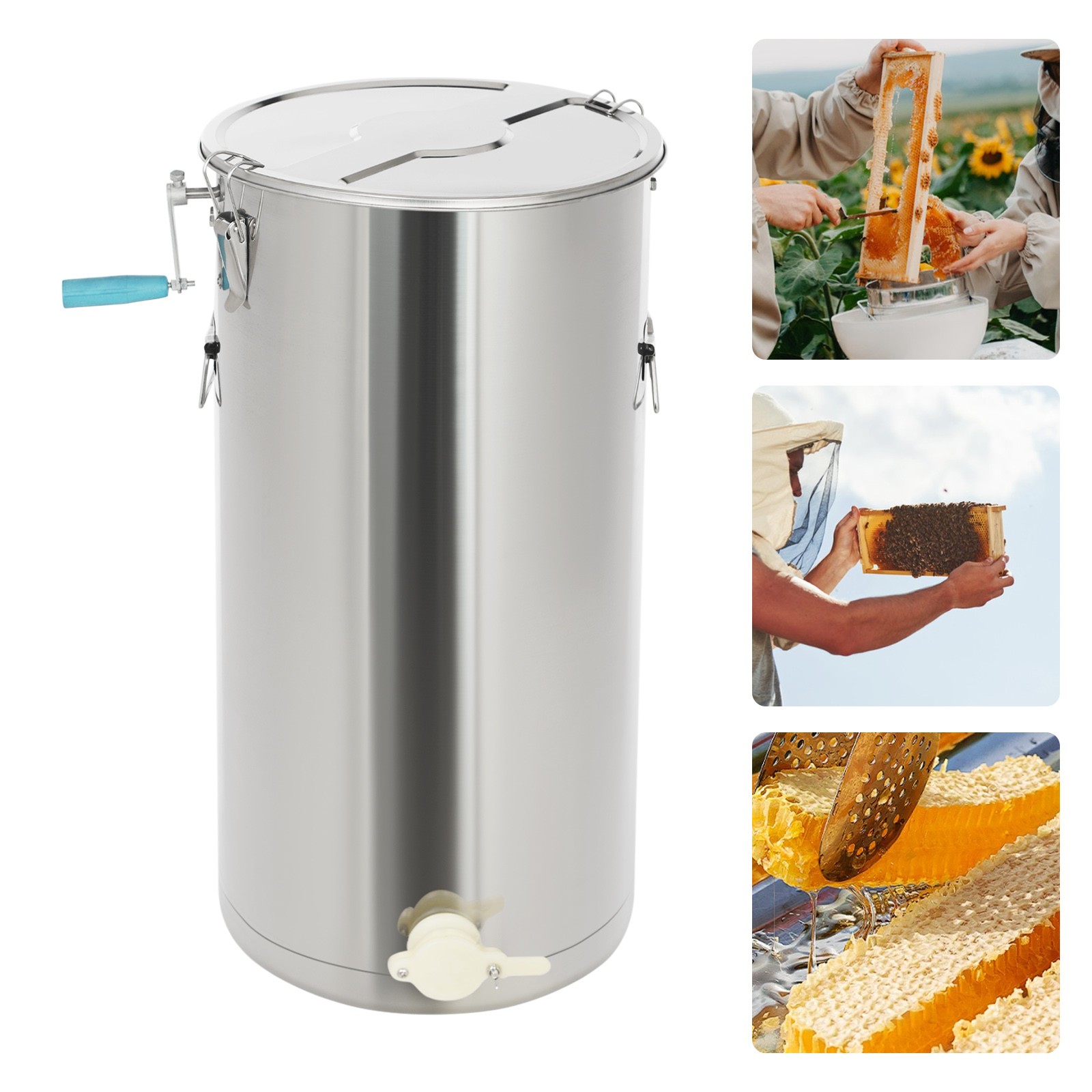 Manual Honey Extractor 2 Frame Beekeeping Honeycomb Spinner Stainless Steel