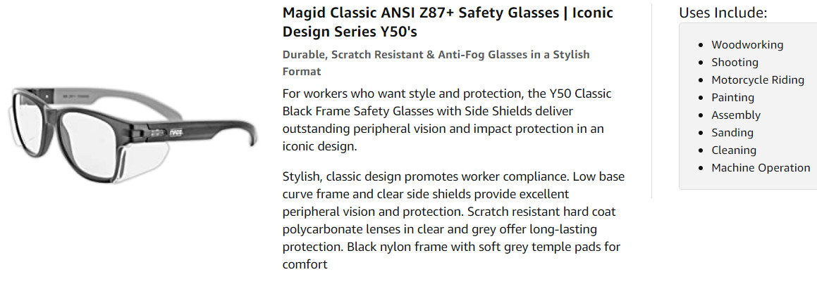 MAGID Y50 Safety Glasses with +1.5 BiFocal Lens, Scratch & Fog Resistant OSHA