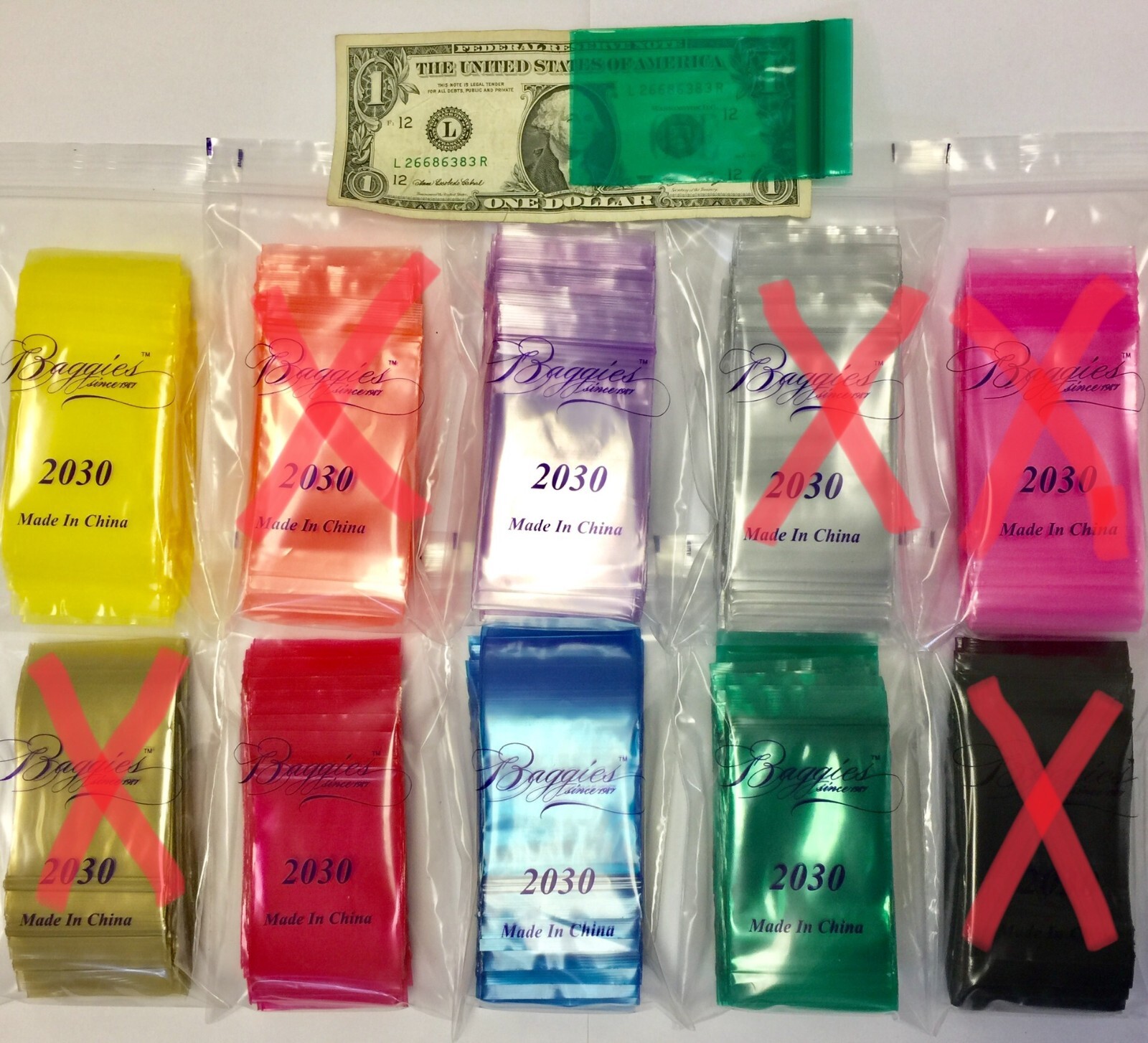 BaggiesSince1987 – 3030 Zip Color Bags 3″ X 3″ 100PCS MIX OR CHOOSE, READ DETAIL