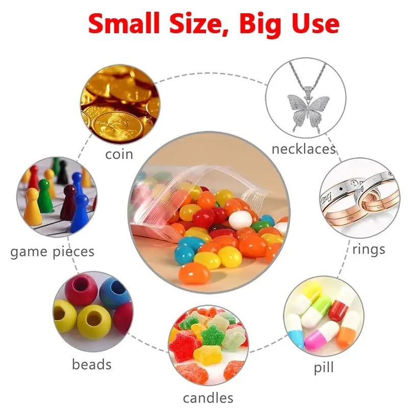 Clear Zip Seal Plastic Bags Jewelry Zipper Top Lock Reclosable Baggies 2 Mil 2ML
