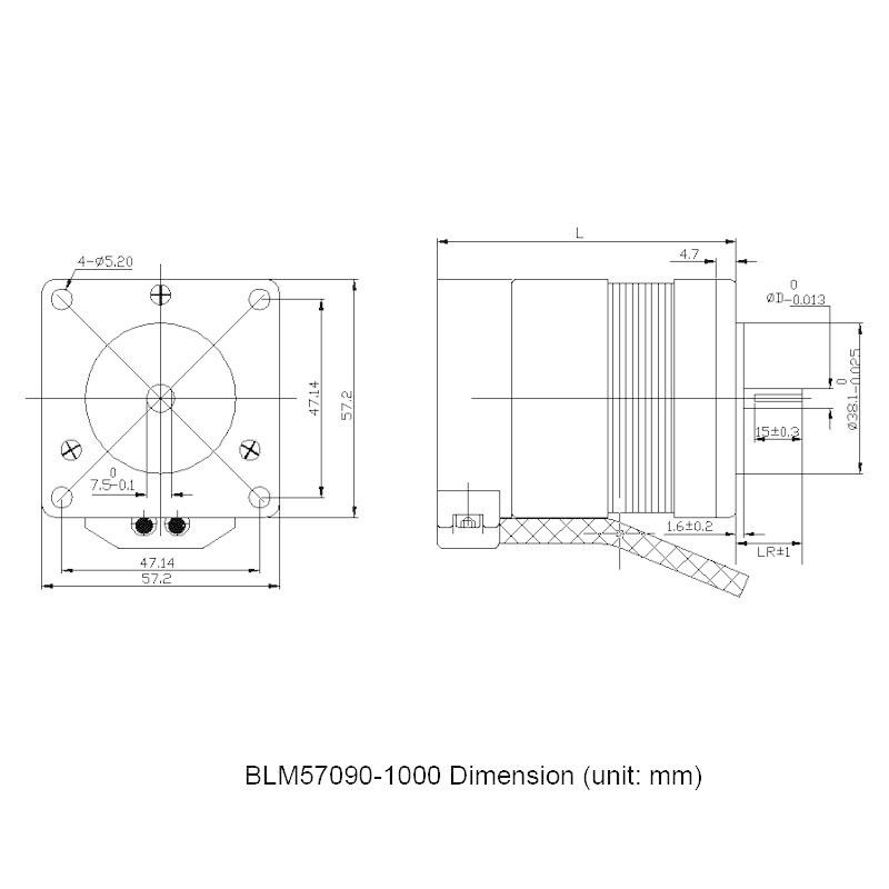 BLM57090-1000 Brushless Servo Motors 4-36V DC Output CNC Motor 90W