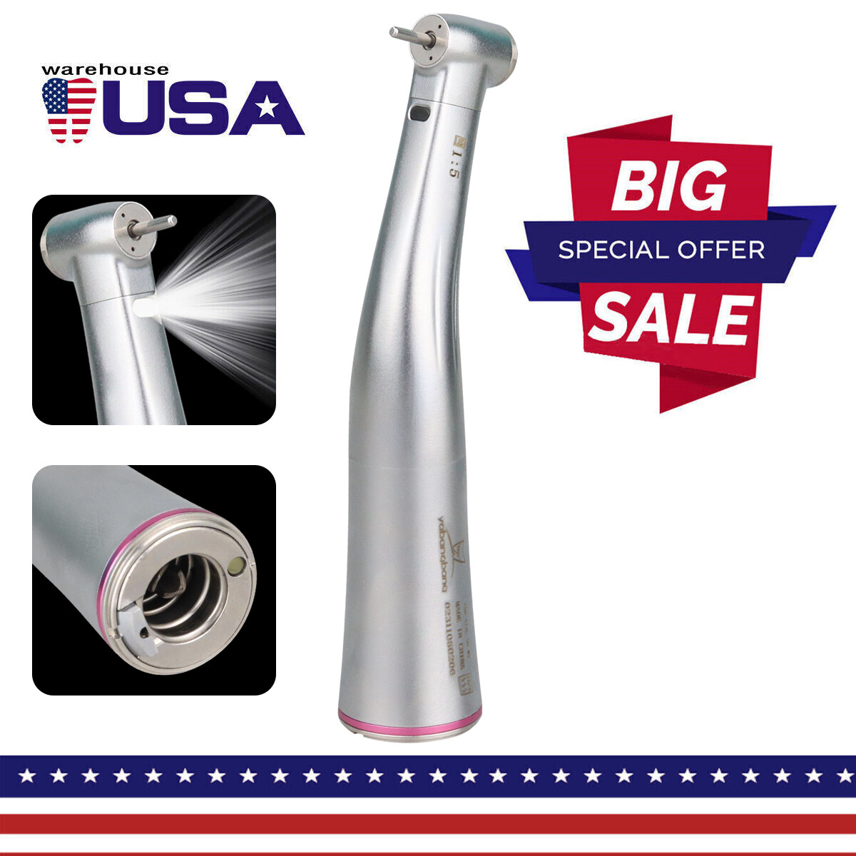 Yabangbang Dental 1:5 Electric Fiber Optic Contra Angle Handpiece Increasing USA
