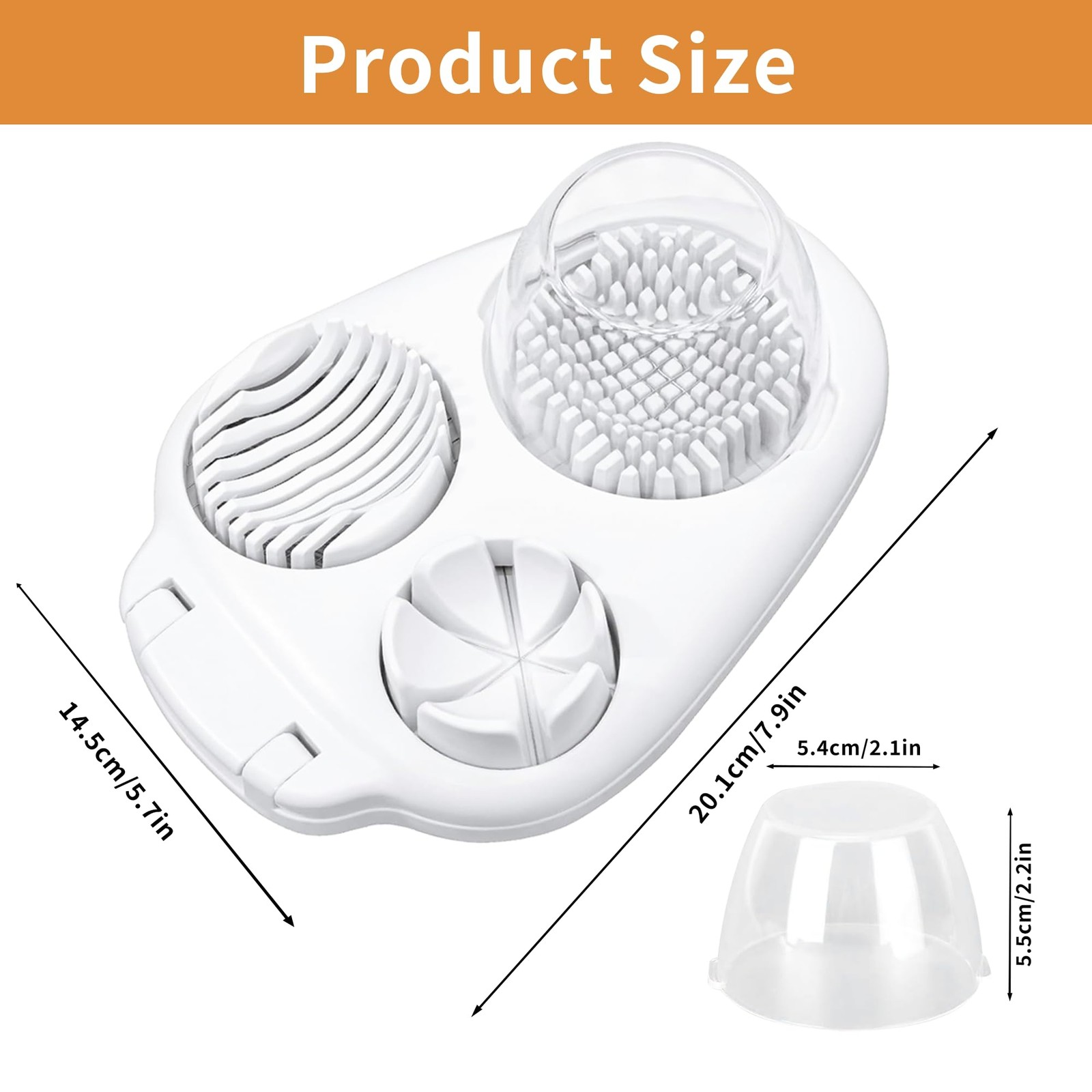 3-in-1 Egg Slicer for Hard Boiled Eggs, Multiple Slice 7.9×5.7×1.57in, White