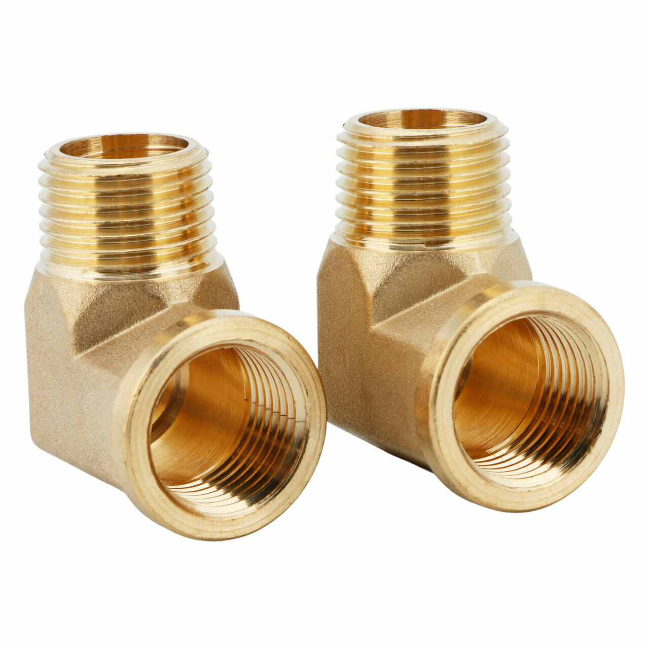 U.S. Solid 2pcs Brass Barstock Street Elbow Pipe Fitting, MNPT 1/2″ x FNPT 1/2″
