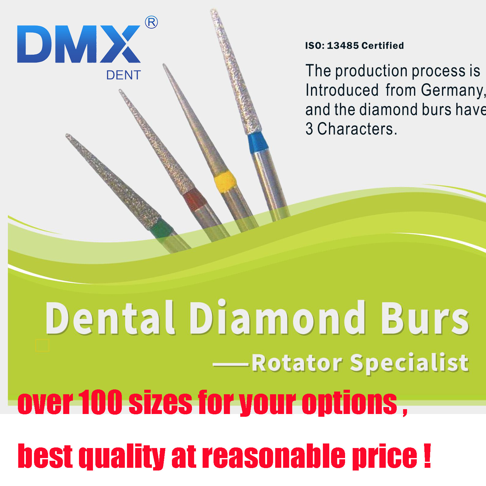 0.99 5Pcs Dental Diamond Burs for High Speed Handpiece FG1.60mm Polishing Burs