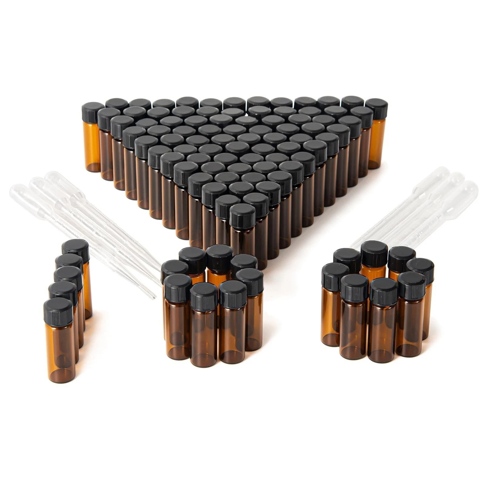 100pcs 4ml Glass Vials Amber/Clear Vials with Caps Small Lab Vials Sample Vials