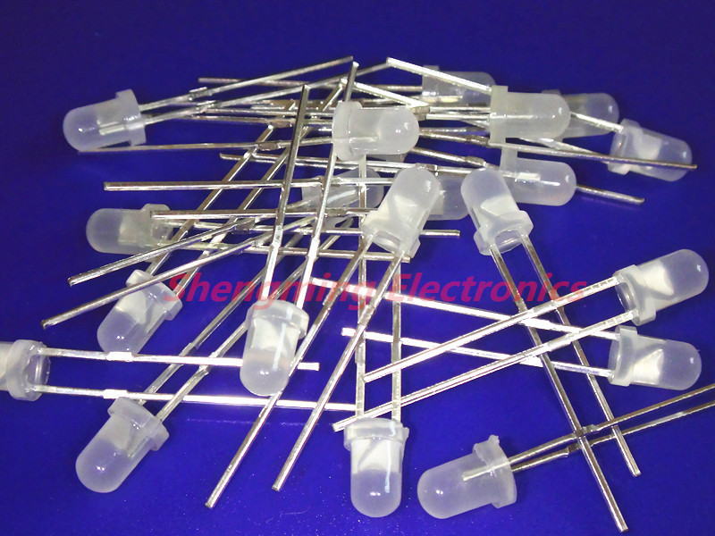 1000pcs 3mm white light led Round Diffused fog