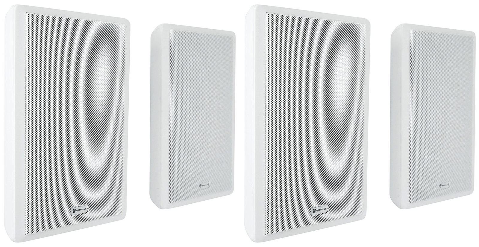 (4) Rockville RockSlim 70W White 5.25″ 70v Commercial Restaurant Wall Speakers