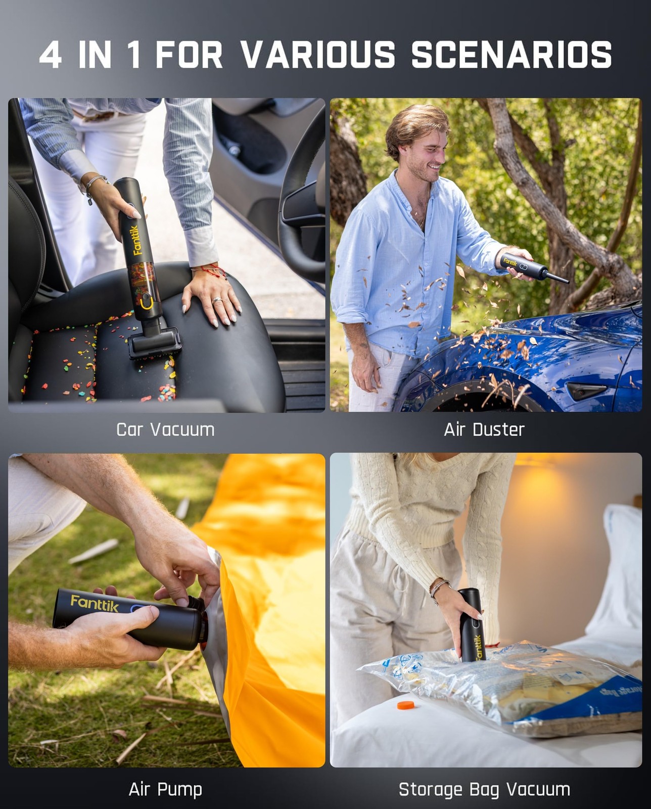 Fanttik Slim V8 Apex Car Vacuum 4-In-1 Portable Mini Cordless Vacuum 19000Pa