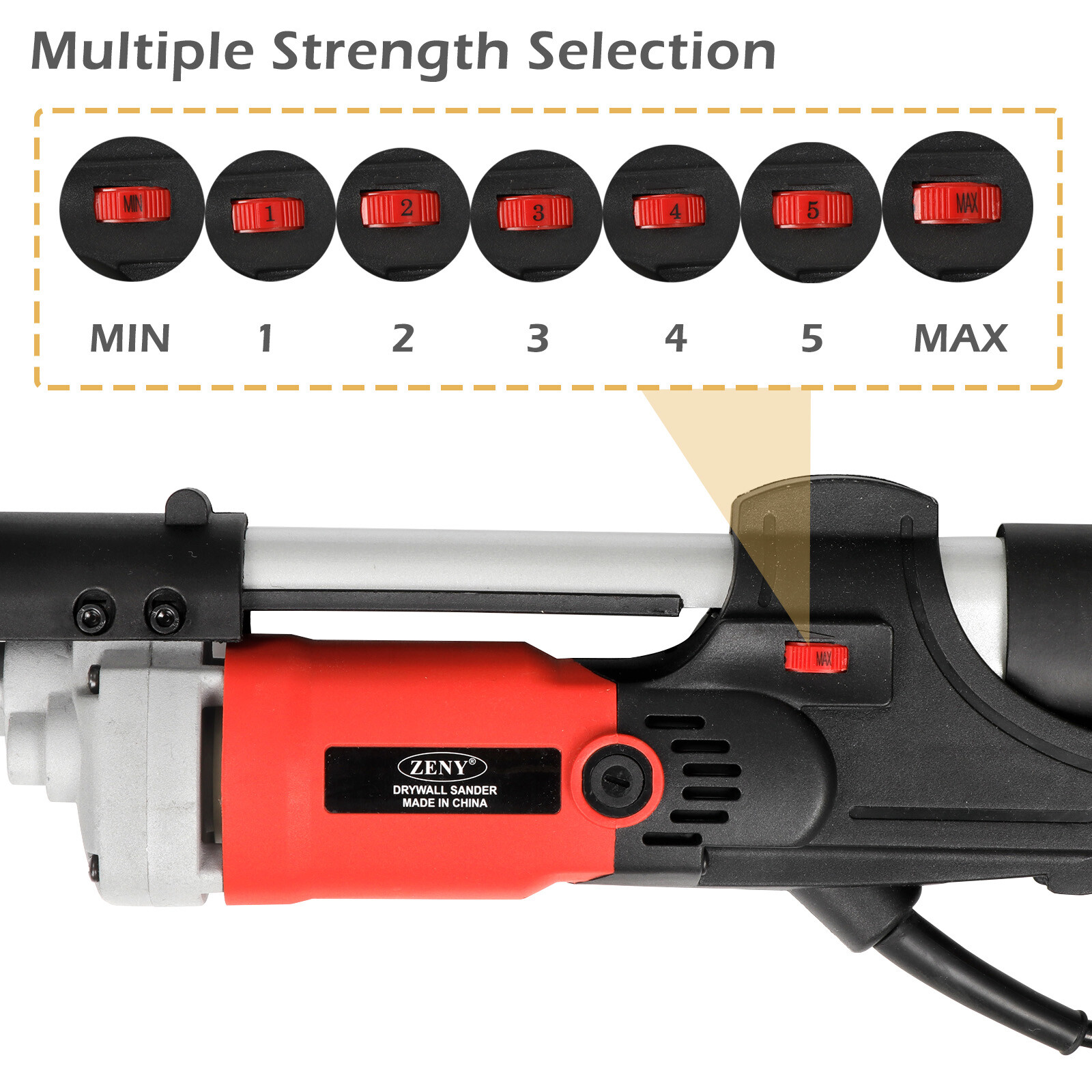 Large Power Drywall Sander 800W Commercial Electric Variable Speed Sanding Pad