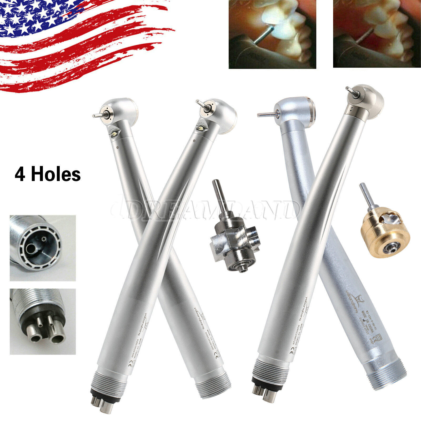 Yabangbang Dental High Speed (LED E-generator) Handpiece 4/2-Holes Push Turbine