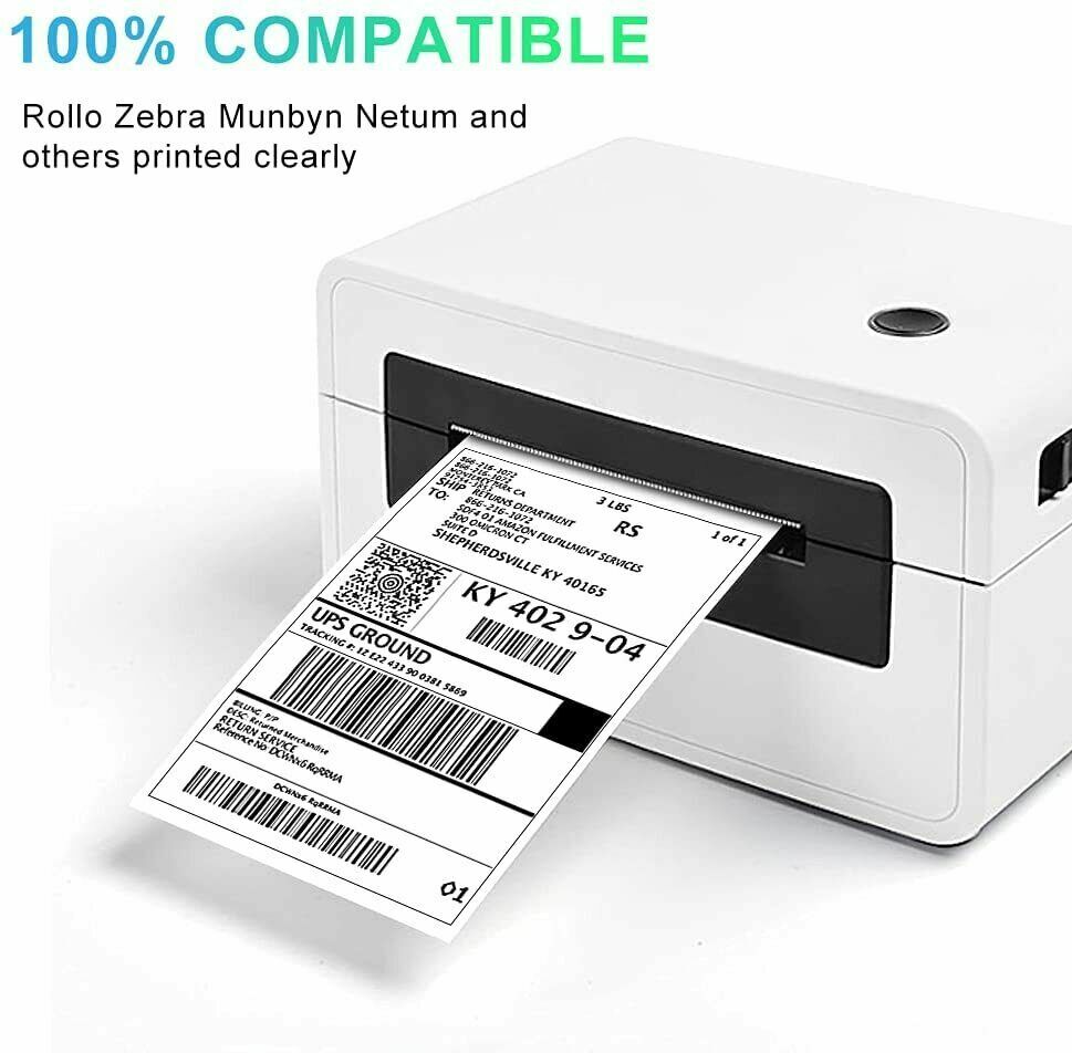 500/1000 4×6″ Fanfold Direct Thermal Shipping Label for Zebra and Rollo Printers