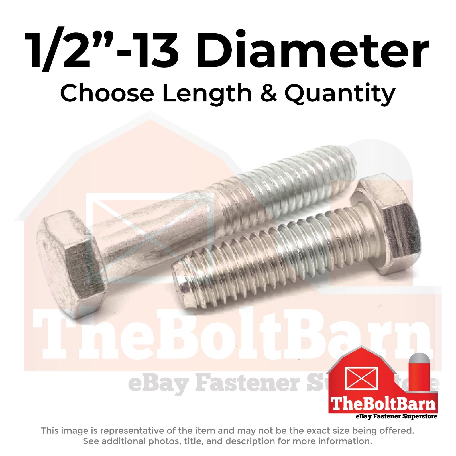 1/2″-13 Stainless Hex Cap Screws Coarse Thread Hex Bolts (Choose Length & Qty)