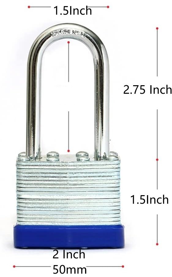Lot of 6 Piece 50mm 2inch Laminated Pad Locks Keyed the Same Alike Long Shackle