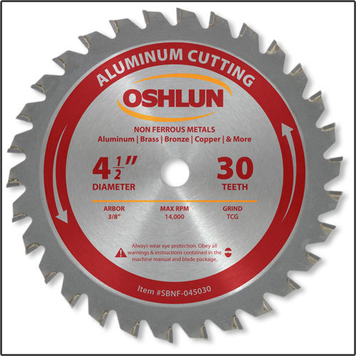 OSHLUN SBNF-045030 4-1/2″ x 30T Aluminum Cutting Saw Blade 3/8″ Arbor