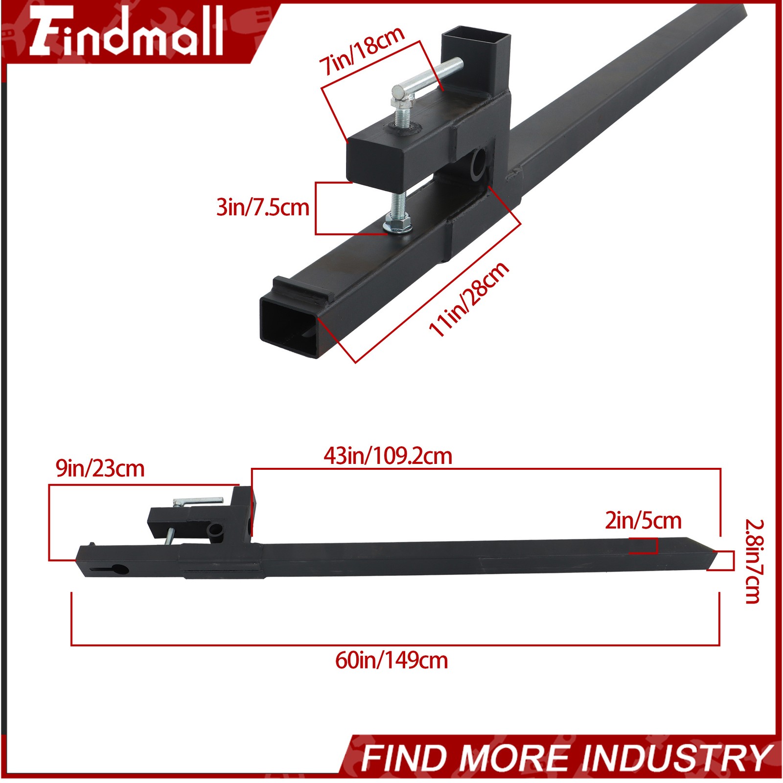 Findmall 60″ 2000lbs Heavy Duty Quick Attach Bucket Fork Clamp on Pallet Forks