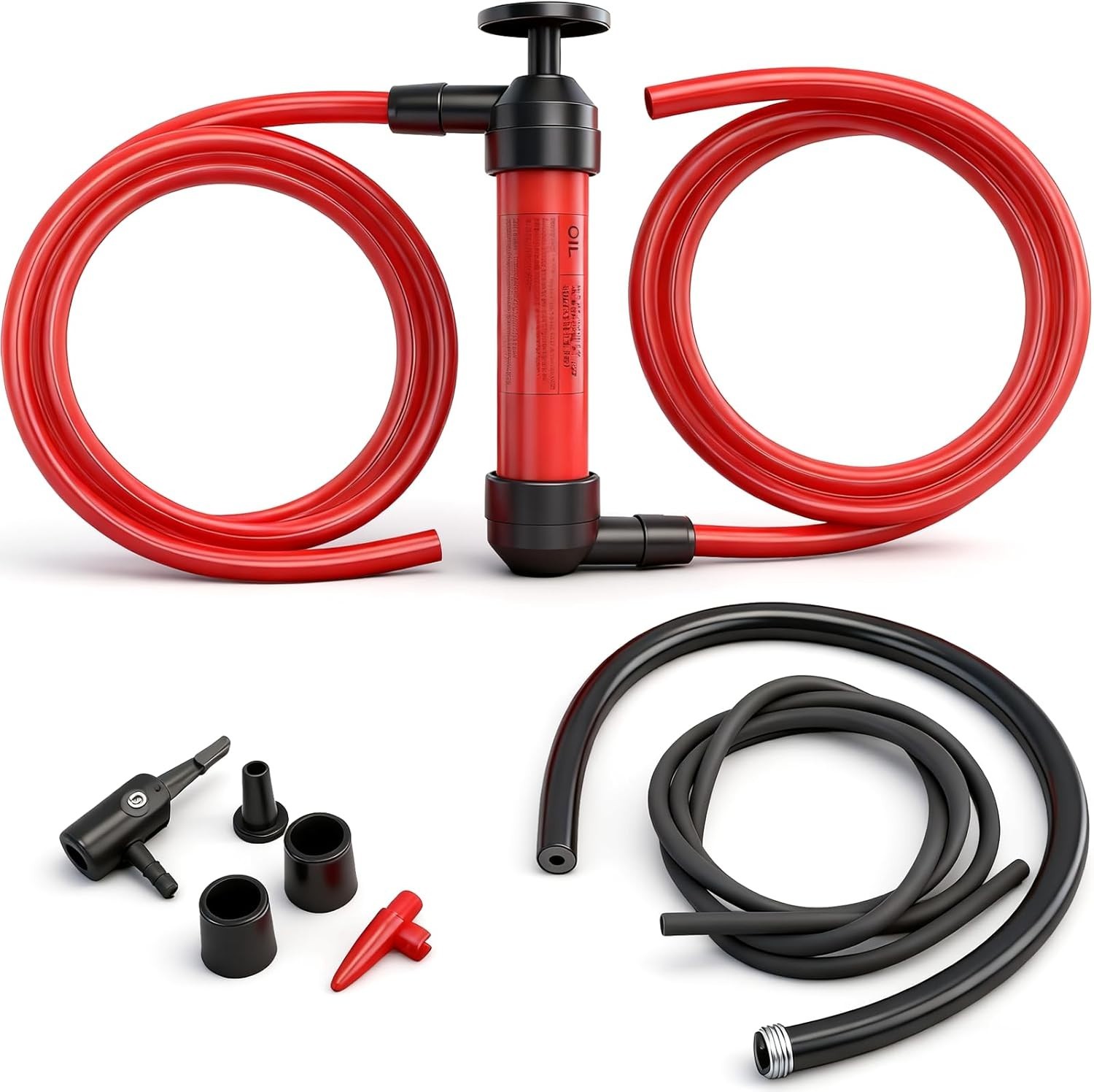 Durable Liquid Transfer Pump with Air Adapter – Red Design, Great for Outdoors