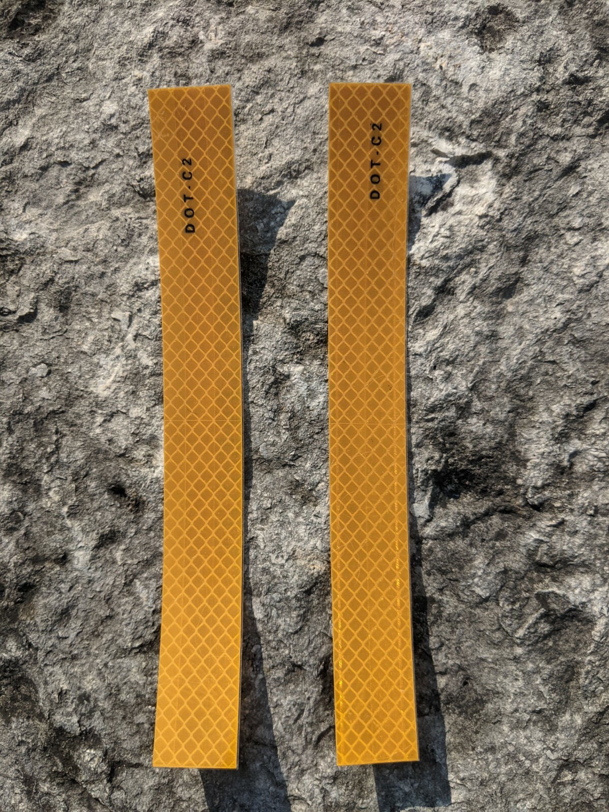Golden Yellow DOT-C2 Diamond Prismatic Reflective Tape 2 strips 8″ x 1″