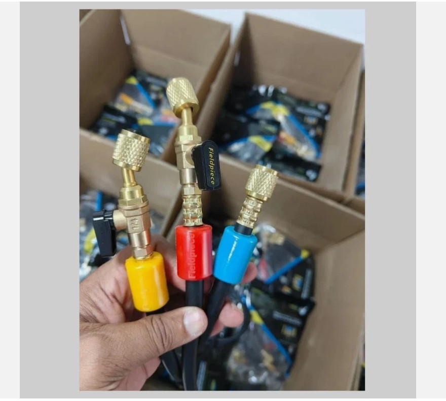 Fieldpiece HR3B Ball Valve Refrigerant Hose Set 3 Pack with Color Tags 1/4